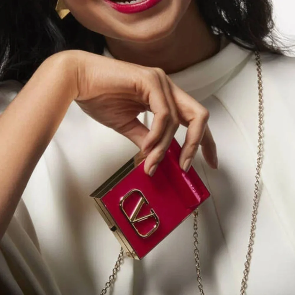 NWT VALENTINO VALENTINO Go-Clutch Refillable Compact Powder and Mini Lipstick Se